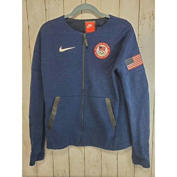 Nike OLYMPIC USA Tech Fleece Jacket Women's Small Tall 806996 473 OBSIDIAN - Picture 1 of 6